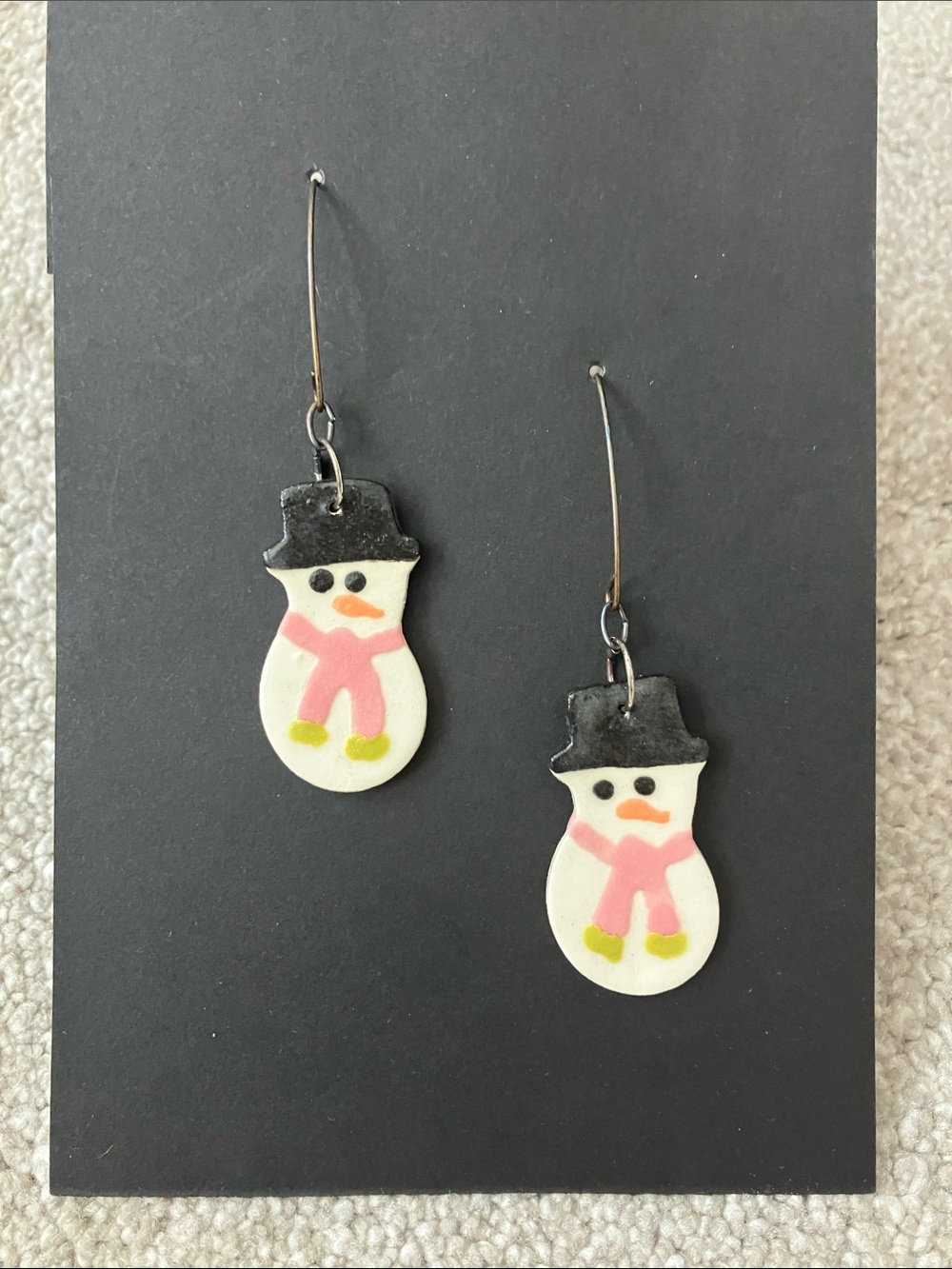 NWT Handmade Snowman Earrings